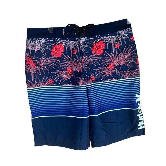 Hurley Americana Floral Boardshorts, Boy's, Size: 16, Blue NWT - Picture 2 of 3